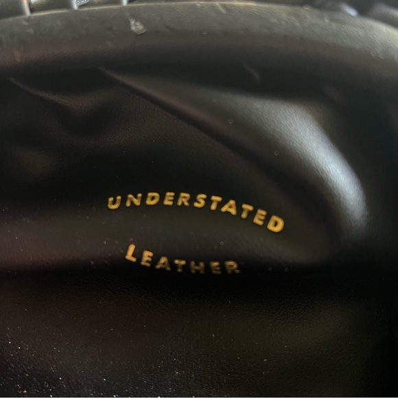 Understated Leather mini crossbody bag, black, chain strap, scrunch clutch - Picture 5 of 12